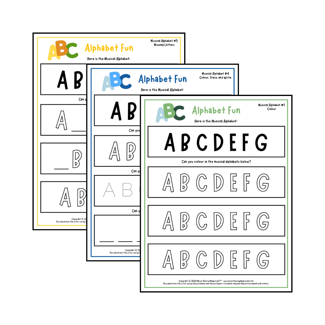 Alphabet Fun - Early Music Theory Worksheets