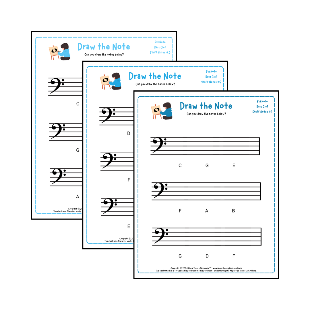 Draw the Note: Big Note - Beginner Note Worksheets