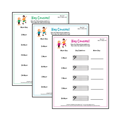 Key Cousins! - Key Signature Relationship Worksheets