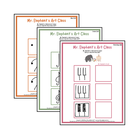 Mr. Elephant's Art Class - Music Theory Printables