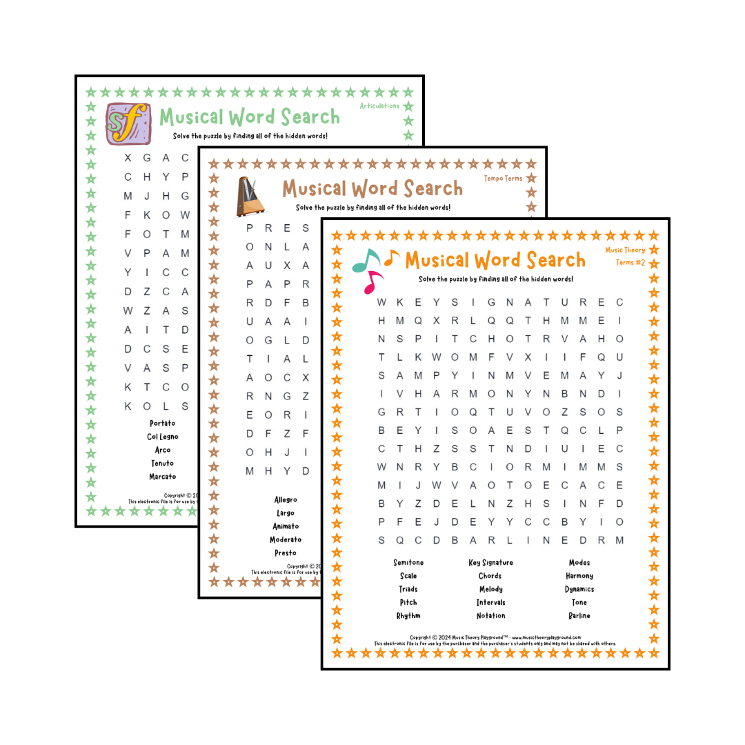 Musical Word Search - Theory & Vocabulary Printables