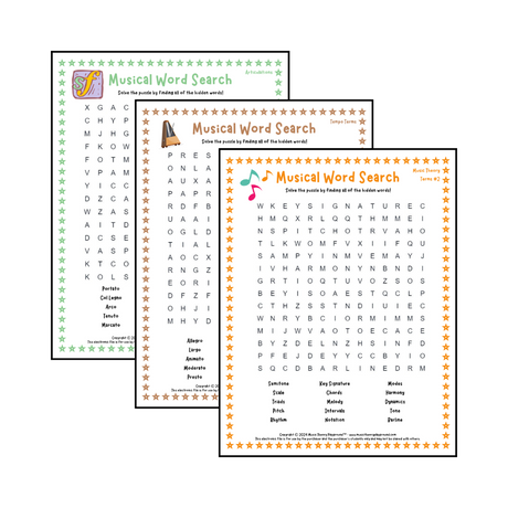 Musical Word Search - Theory & Vocabulary Printables