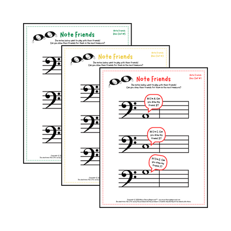 Note Friends - Beginner Note Recognition Worksheets