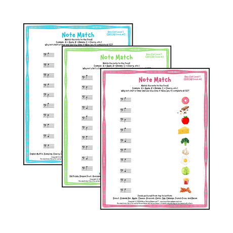 Note Match - Music Theory Matching Worksheets