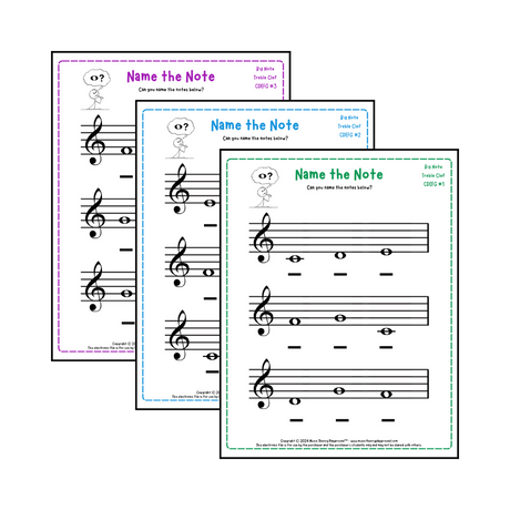 Name the Note: Big Note - Beginner Note Naming Worksheets