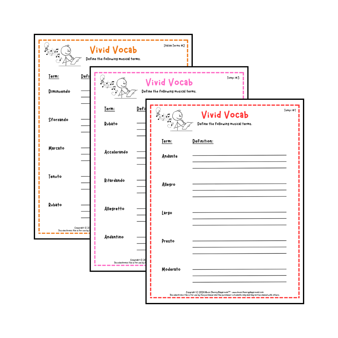 Vivid Vocab - Music Terminology Worksheets