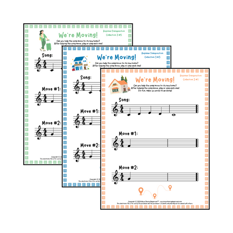 We're Moving! - Beginner Transposition Music Worksheets