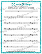 100 Note Challenge Bass Clef Version 1 ACEG / Worksheet + Answer Key Student Worksheet