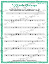 100 Note Challenge Bass Clef Version 1 CDEFG / Worksheet + Answer Key Student Worksheet
