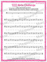 100 Note Challenge Bass Clef Version 2 GBDFA / Worksheet + Answer Key Student Worksheet