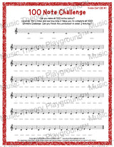 100 Note Challenge Treble Clef Version 1 CDE / Worksheet + Answer Key Student Worksheet