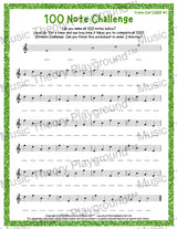 100 Note Challenge Treble Clef Version 1 EGBDF / Worksheet + Answer Key Student Worksheet