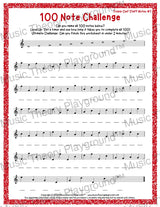 100 Note Challenge Treble Clef Version 1 Staff Notes / Worksheet + Answer Key Student Worksheet