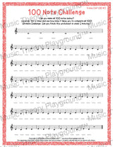 100 Note Challenge Treble Clef Version 3 CDE / Worksheet + Answer Key Student Worksheet