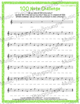 100 Note Challenge Treble Clef Version 3 EGBDF / Worksheet + Answer Key Student Worksheet