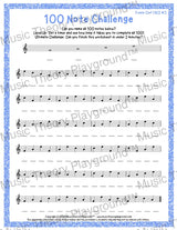 100 Note Challenge Treble Clef Version 3 FACE / Worksheet + Answer Key Student Worksheet