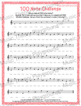 100 Note Challenge Treble Clef Version 3 Staff Notes / Worksheet + Answer Key Student Worksheet