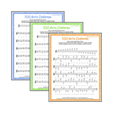 100 Note Challenge Treble Clef Version 3 Student Worksheet