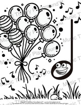 Summer music theory coloring page for kids