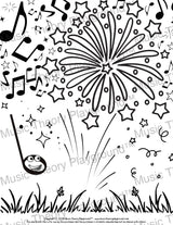Summer music theory coloring page for kids