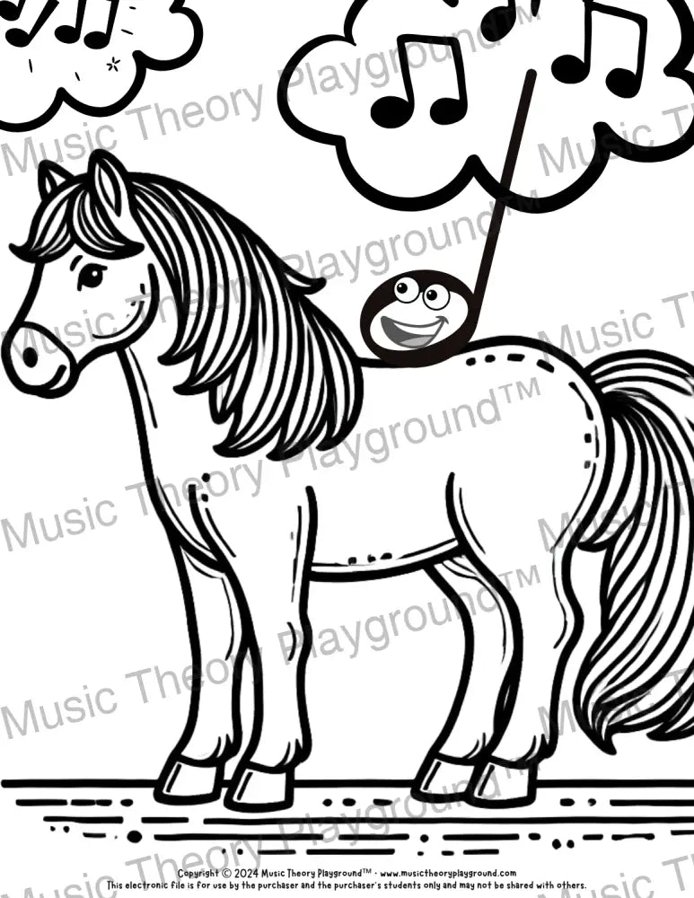 Summer music theory coloring page for kids