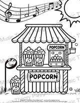 Summer music theory coloring page for kids