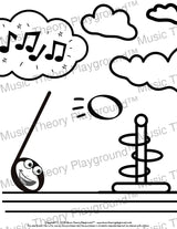 Summer music theory coloring page for kids