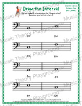 Draw the Interval: Beginner Bass Clef (Above) - Collection 2 1 / Worksheet + Answer Key Student Worksheet