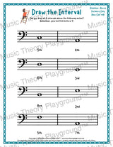 Draw the Interval: Beginner Bass Clef (Above) - Collection 2 3 / Worksheet + Answer Key Student Worksheet