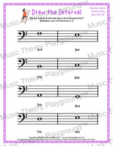 Draw the Interval: Beginner Bass Clef (Above) - Collection 2 4 / Worksheet + Answer Key Student Worksheet