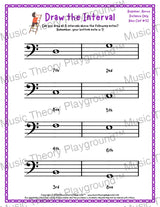 Draw the Interval: Beginner Bass Clef (Above) - Collection 2 5 / Worksheet + Answer Key Student Worksheet
