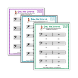 Draw the Interval: Beginner Bass Clef (Above) - Collection 2 Student Worksheet