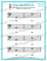 Draw the Interval: Beginner Bass Clef (Above) - Collection 2 2 / Worksheet + Answer Key Student Worksheet