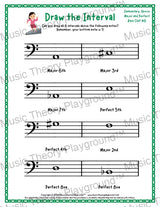 Draw the Interval: Elementary Bass Clef (Above) - Collection 2 1 / Worksheet + Answer Key Student Worksheet