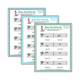 Draw the Interval: Elementary Bass Clef (Above) - Collection 2 Student Worksheet