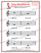 Draw the Interval: Elementary Treble Clef (Above) - Collection 1 2 / Worksheet + Answer Key Student Worksheet