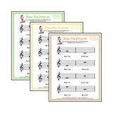 Draw the Interval: Elementary Treble Clef (Above) - Collection 1 Student Worksheet