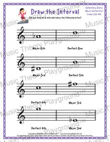Draw the Interval: Elementary Treble Clef (Below) - Collection 2 4 / Worksheet + Answer Key Student Worksheet