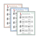 Draw the Interval: Elementary Treble Clef (Below) - Collection 2 Student Worksheet
