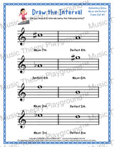 Draw the Interval: Elementary Treble Clef (Below) - Collection 2 2 / Worksheet + Answer Key Student Worksheet