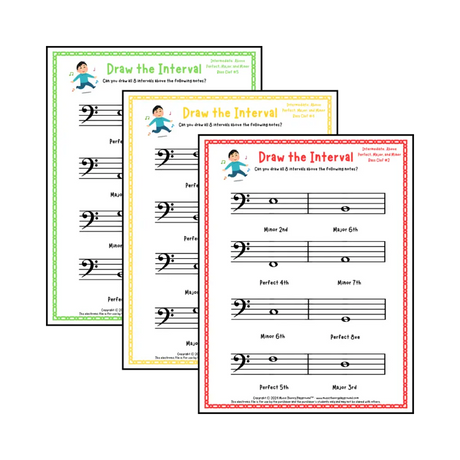 Draw the Interval: Intermediate Bass Clef (Above) - Collection 1 Student Worksheet