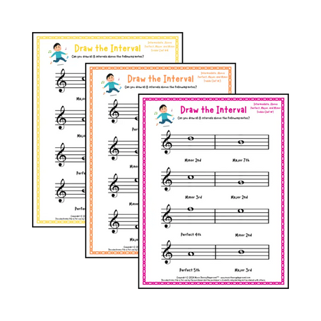 Draw the Interval: Intermediate Treble Clef (Above) - Collection 1 Student Worksheet