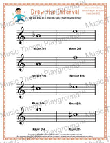 Draw the Interval: Intermediate Treble Clef (Below) - Collection 2 5 / Worksheet + Answer Key Student Worksheet
