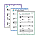Draw the Interval: Intermediate Treble Clef (Below) - Collection 2 Student Worksheet