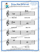 Draw the Interval: Intermediate Treble Clef (Below) - Collection 2 2 / Worksheet + Answer Key Student Worksheet
