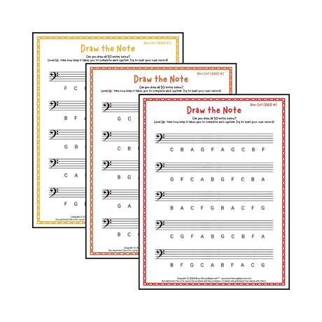 Draw the Note: Bass Clef CBAGF Student Worksheet