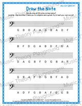 Draw the Note: Bass Clef GBDFA 1 / Worksheet + Answer Key Student Worksheet