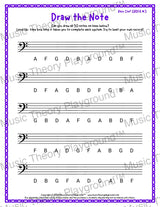 Draw the Note: Bass Clef GBDFA 3 / Worksheet + Answer Key Student Worksheet