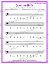 Draw the Note: Bass Clef Staff Notes 1 / Worksheet + Answer Key Student Worksheet