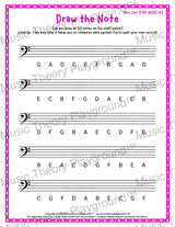 Draw the Note: Bass Clef Staff Notes 3 / Worksheet + Answer Key Student Worksheet